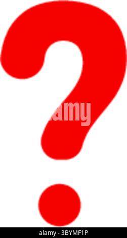 A bright red, hand-drawn style question mark stands out against a clean white background, symbolizing inquiry and curiosity. Stock Vector