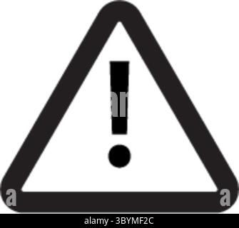 A simple, bold graphic featuring a black exclamation mark within a thick-bordered yellow equilateral triangle on a white background. Stock Vector