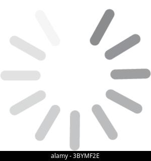 A circular loading animation with radiating bars, indicating a process is underway. The bars vary in shade, suggesting movement or progress. Stock Vector