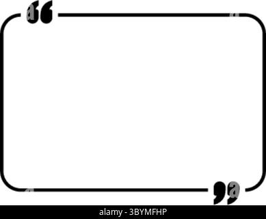 A simple, clean graphic featuring a rounded rectangular speech bubble with quotation marks, perfect for adding custom text or quotes. Stock Vector