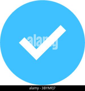 A clean, minimalist graphic featuring a bright blue circle with a crisp white checkmark inside, symbolizing completion or approval. Stock Vector