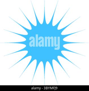 A vibrant blue starburst or splatter shape with sharp, radiating points against a clean white background. Modern abstract design. Stock Vector