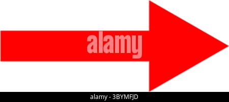 A bright red arrow with a clean design points directly to the right against a stark white background. Stock Vector