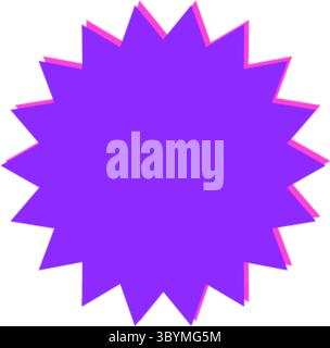 A bright purple, spiky starburst shape with a clean white background. The shape has many pointed rays radiating outwards. Stock Vector