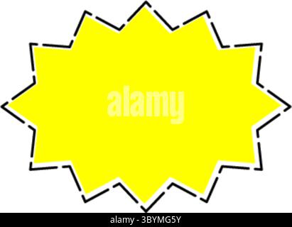 A vibrant yellow starburst shape with a dark outline and jagged, pointed edges, isolated on a white background. Stock Vector