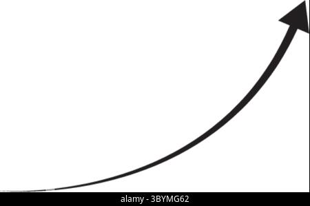 A single, thin black arrow curves upwards and to the right against a plain white background, indicating progress or direction. Stock Vector