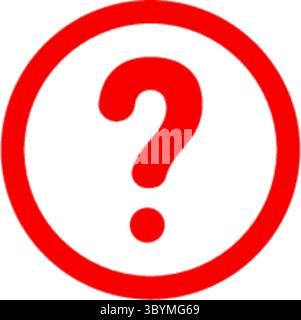 A simple, bold red question mark enclosed within a red circle on a white background, representing a query or unknown. Stock Vector