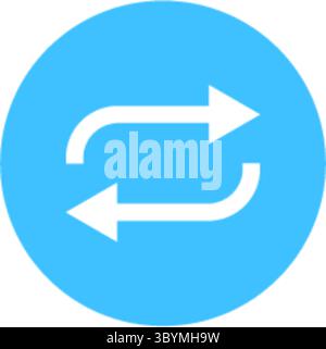 A clean, modern icon featuring two curved arrows forming a circular loop, suggesting repetition or refreshing a process. Stock Vector