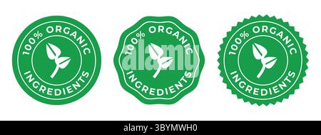 100% Organic Ingredients Vector Set Stock Vector