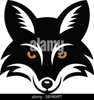 A logo design a black fox silhouettes vector art illustration with white background Stock Vector
