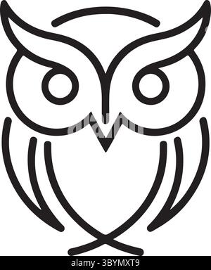 A minimalist logo design of a owl silhouette vector art illustration with white background Stock Vector