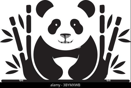 A minimalist logo design of a panda bear Stock Vector