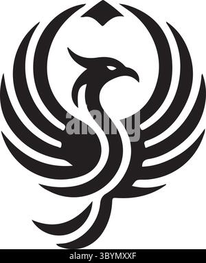 A minimalist logo illustration phoenix bird Stock Vector