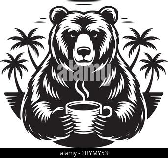 Grizzly bear  logo design silhouette art Stock Vector