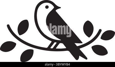 The logo bird perched on a branch Stock Vector