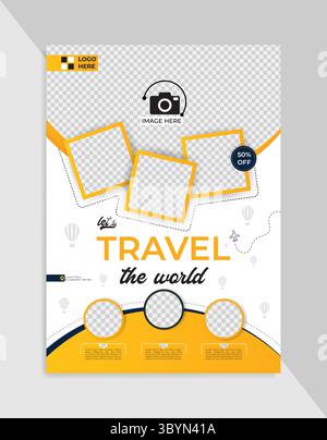 Modern travel flyer template design Stock Vector