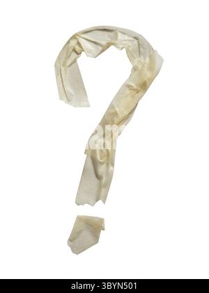 Question Mark Symbol Made from Masking Tape isolated on white background with clipping path Stock Photo