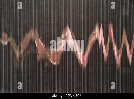Red Up and Down Graph Line on Black Background Created with Photocopy Art Technique Stock Photo