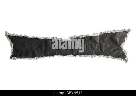 Manga Speech Bubble Crafted from Torn Black Japanese Newspaper isolated on white background with clipping path Stock Photo