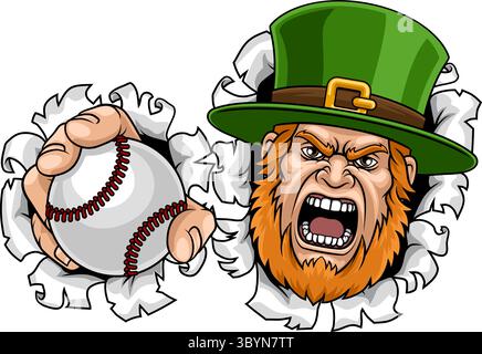 Leprechaun Celtic Irish Baseball Sports Mascot Stock Vector
