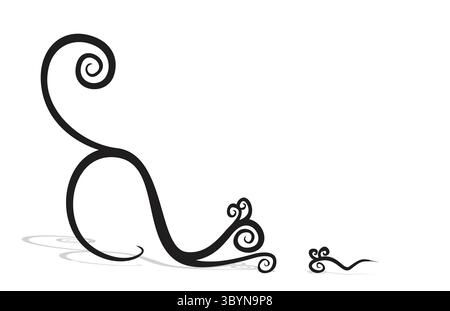 Cat with mouse. Stock Vector