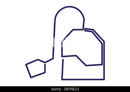 Tea bag continuous one line drawing minimalist style isolated outline illustration on white background Stock Vector