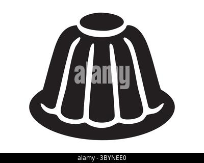 Black silhouette of jelly dessert icon in minimal flat style isolated on white background. Concept of pudding, gelatin sweet, cake symbol, dessert foo Stock Vector