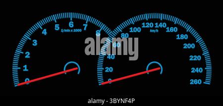 The sports car speedometer. Stock Vector