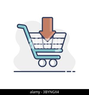 Shopping cart with an arrow flat icon. E-commerce sign. Graph symbol for your web site design, logo, app, UI. Vector illustration, EPS10. Stock Vector