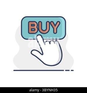 Finger pointing to buy sign flat icon. E-commerce sign. Graph symbol for your web site design, logo, app, UI. Vector illustration, EPS10. Stock Vector