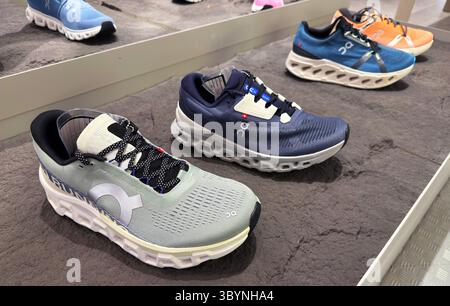 BANGKOK ,THAILAND July 15, 2025 : On Cloud Running shoes on display at a running shoe specialty store. On is a Swiss Company at siam paragon departmen Stock Photo
