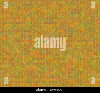 Honeycomb mosaic hexagons background. Bold stacked rounded hexagons mosaic cells. Regular hexagon shapes. Multiple tones color palette. Stock Vector