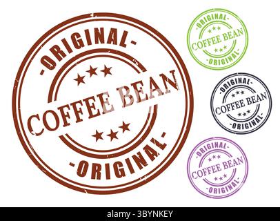 A Original Coffee Bean Badge Vector Set, Vintage Rubber Stamp for Coffee Packaging Stock Vector