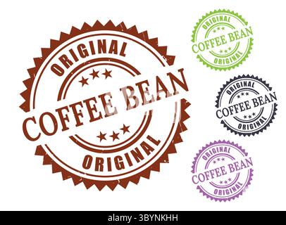 A Original Coffee Bean Logo Stamp Collection, Rustic Coffee Branding Vector Set Stock Vector