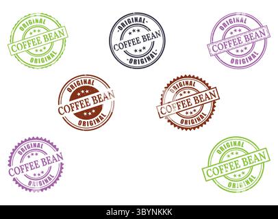 A Original Coffee Bean Grunge and Smooth Rubber Stamp Vector Collection Stock Vector
