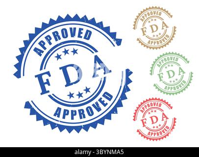 A FDA Approved Product Stamp Collection, Grunge and Clean Label Vector Set Stock Vector
