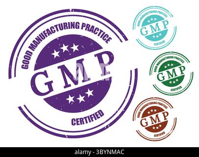 A GMP Certified Stamp Vector Collection, Good Manufacturing Practice Label Set Stock Vector