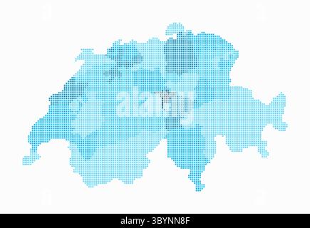 Switzerland dotted map. Digital style map of the country on a white background. Switzerland shape with square dots. Colored dots style. Stock Vector