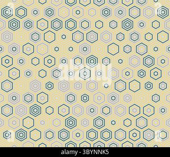 Vector seamless pattern. Simple stacked hexagons pattern. Hexagon pattern. Multiple tones color palette. Seamless pattern. Stock Vector