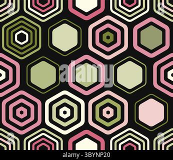 Abstract vector background. Geometric elements of varied style and color. Large hexagons. Tileable pattern. Seamless background. Stock Vector