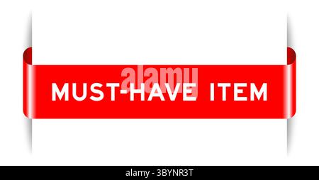 Red color inserted label banner with word must have item on white background Stock Vector