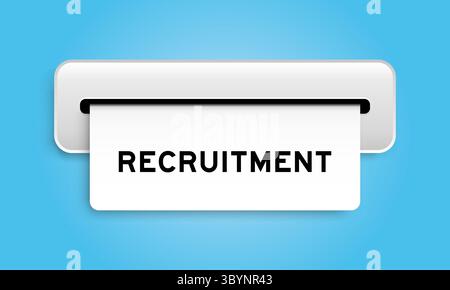 White coupon banner with word recruitment from machine on blue color background Stock Vector