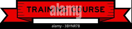 Ribbon label banner with word training course in red color on white background Stock Vector