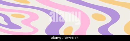 Twisted distorted retro groovy banner background Stock Vector
