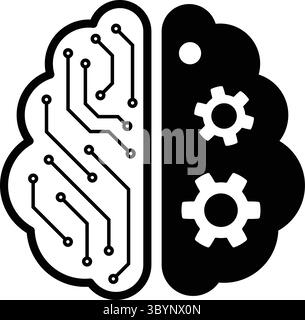 Circuit board designs resembling human brains showcase technology and industry Stock Vector