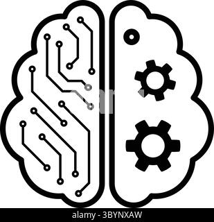 Circuit board designs resembling human brains showcase technology and industry Stock Vector