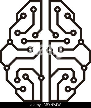 Circuit board designs resembling human brains showcase technology and Artificial intelligence Stock Vector