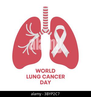 Lung health awareness with ribbons and heartbeat Stock Vector