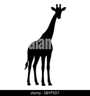 Giraffe silhouette standing in a natural position Stock Vector