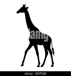 Giraffe silhouette side walking view Stock Vector